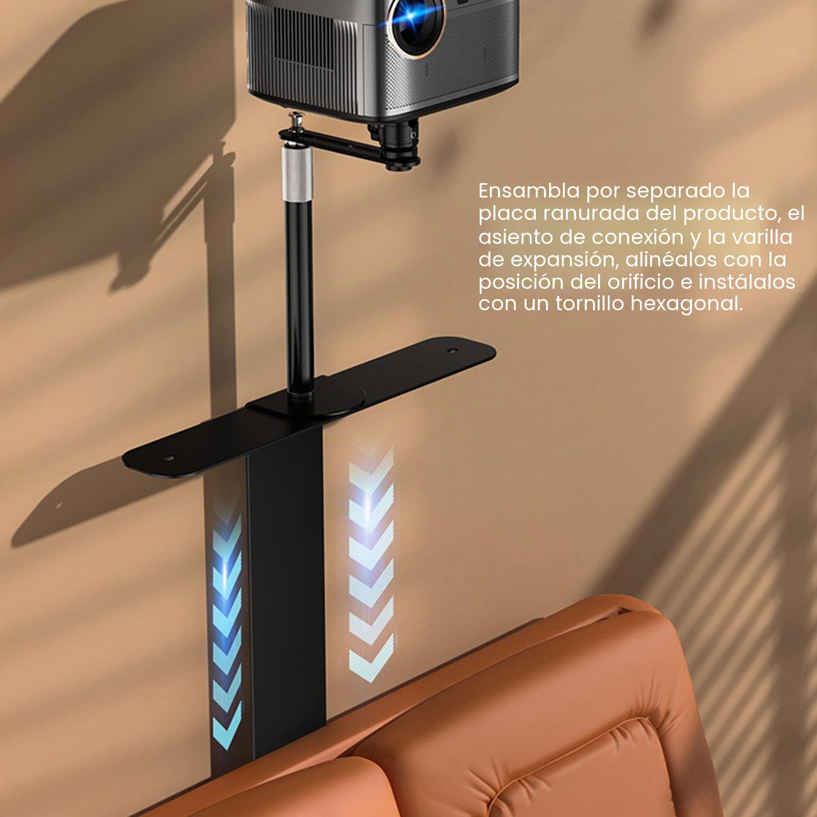 Soporte de Altura Ajustable para Proyector, para Sofá y Escritorio, con Giro (Blanco)