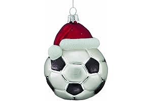 Kurt S Adler Noble Gems Soccer Ball with Santa Hat Glass Ornament, NB0285