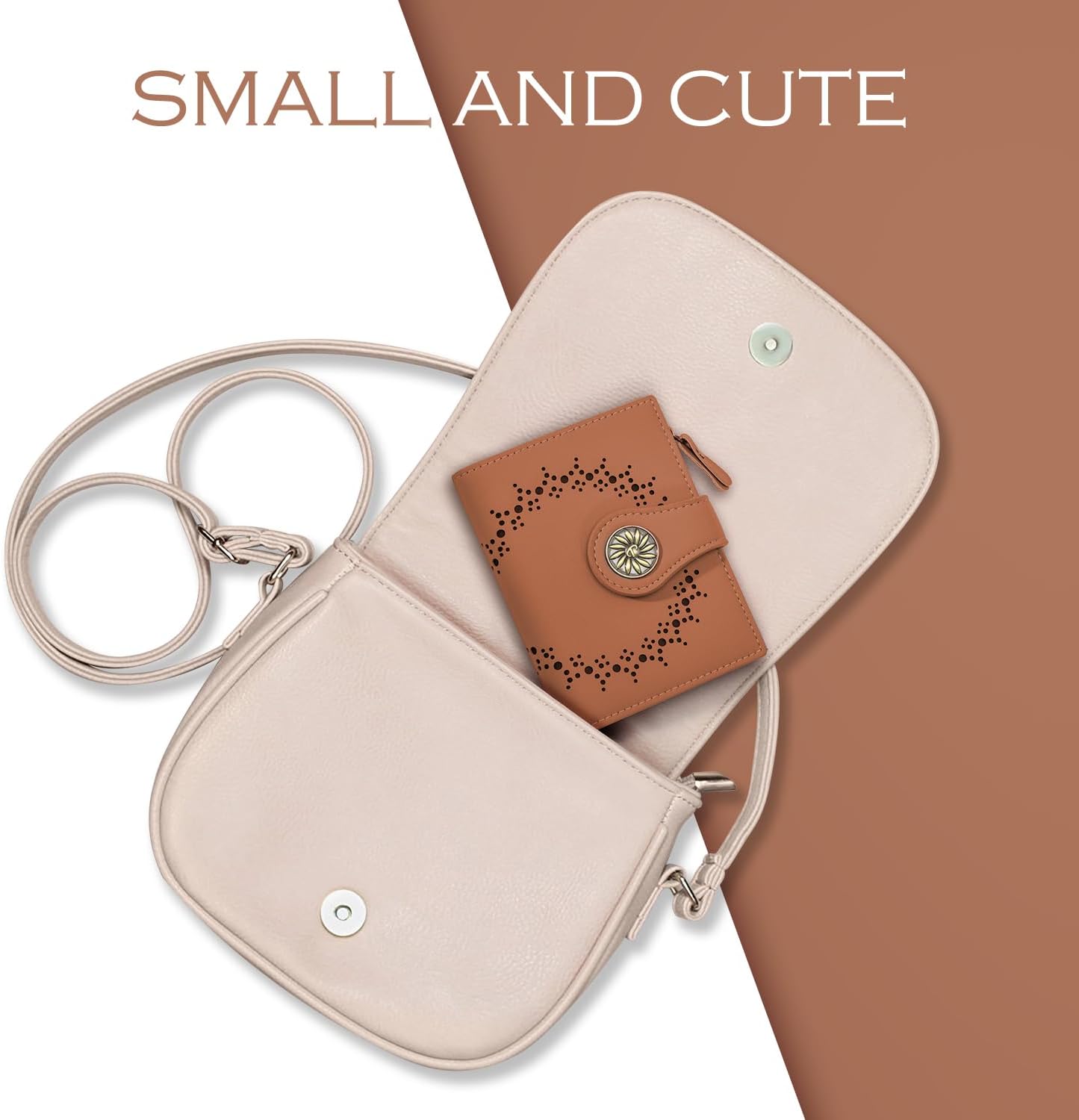 Small Wallets Woman Leather 2 ID Windows Bifold RFID Blocking Credit Card Holder Wallet with Zipper Coin Pocket - Image 3