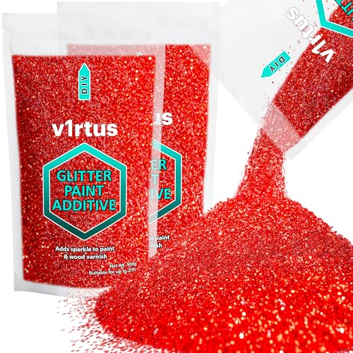 Red Glitter Paint Additive 200g | Additive for Glitter Paint Walls, Add to Interior & Exterior Paint, Emulsion, Varnish | v1rtus