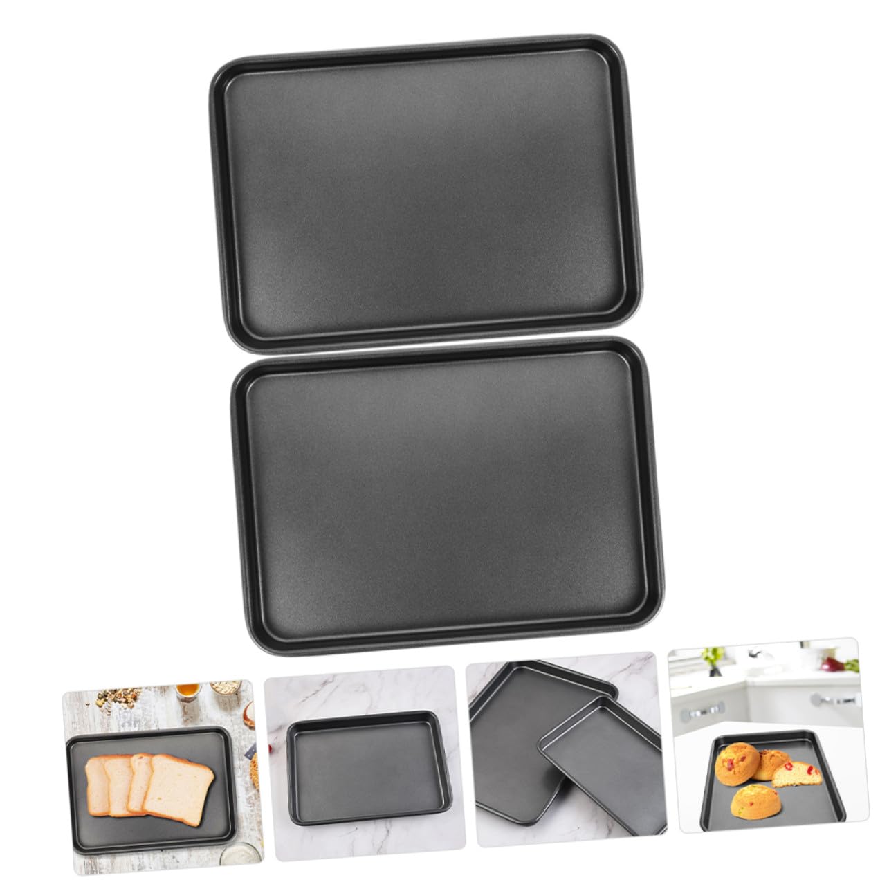 2 piezas Bandejas para Horno al Antiadherentes Rectangulares Pequeñas para Hornear Pasteles y Pan Fáciles de Limpiar y Resistentes