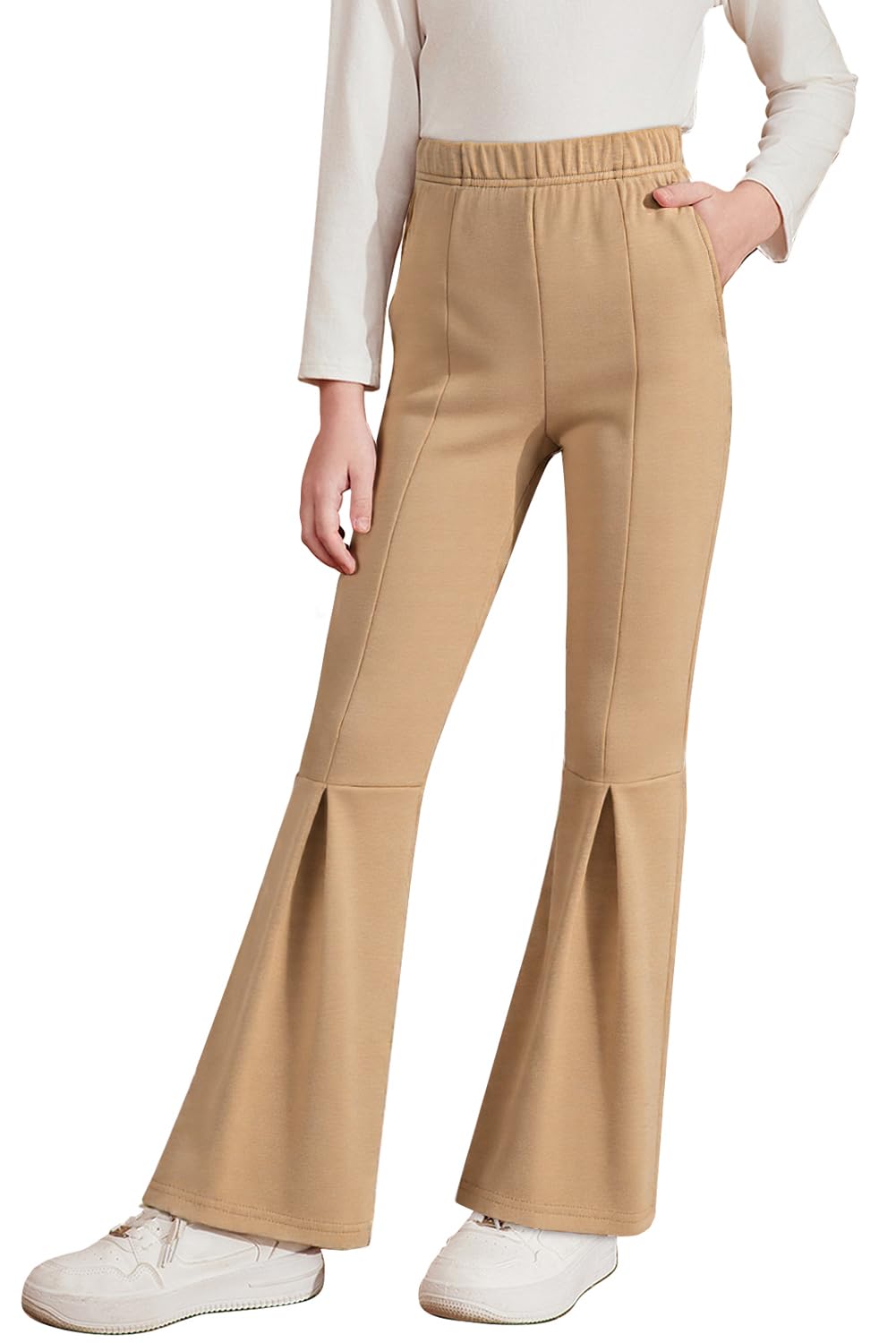 blibean Girls Bell Bottoms Pants School Uniform Stretchy Leggings Size 6-15 Years