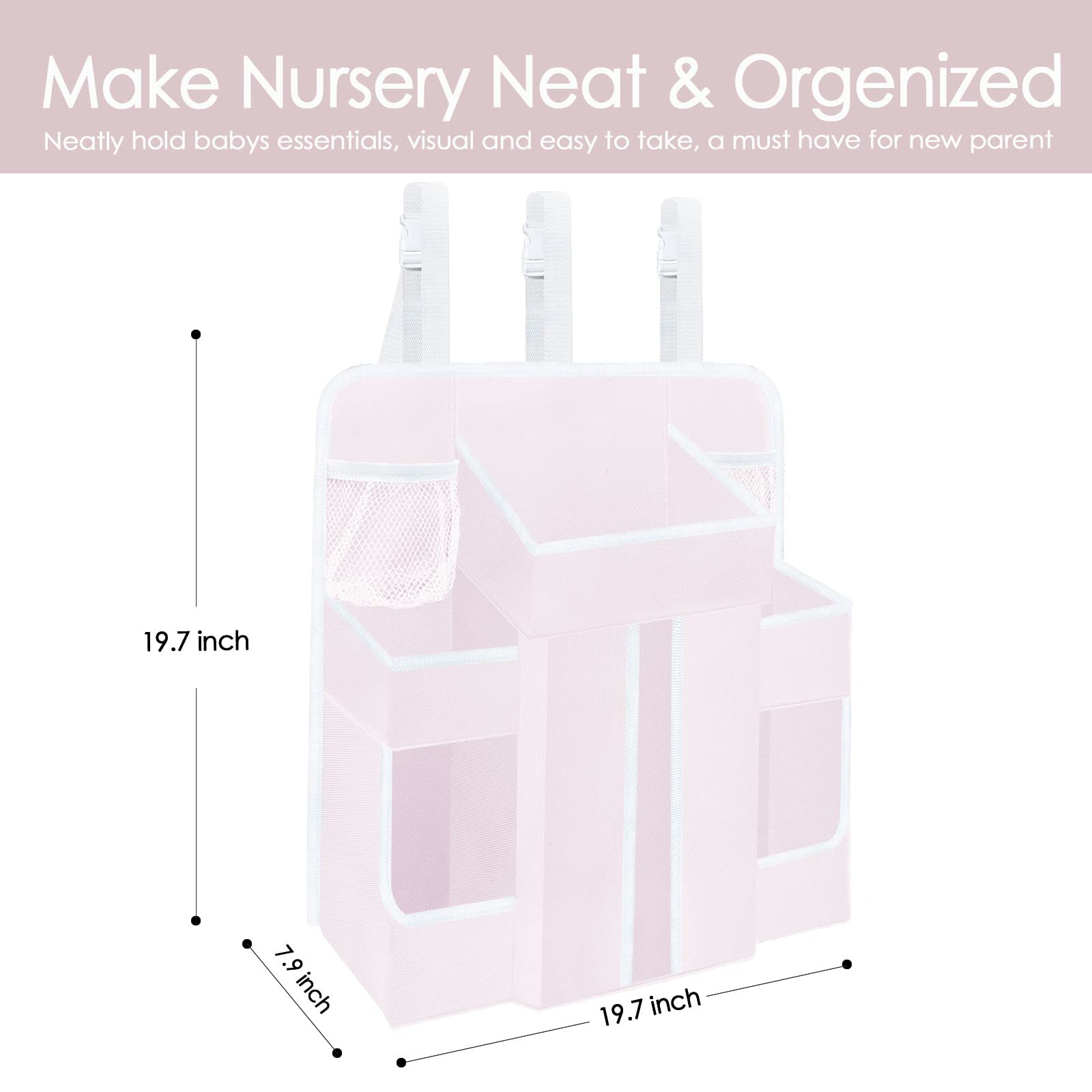 Hanging Diaper Caddy Organizer For Crib Or Changing Table – Nursery Storage For Baby Essentials - View #8