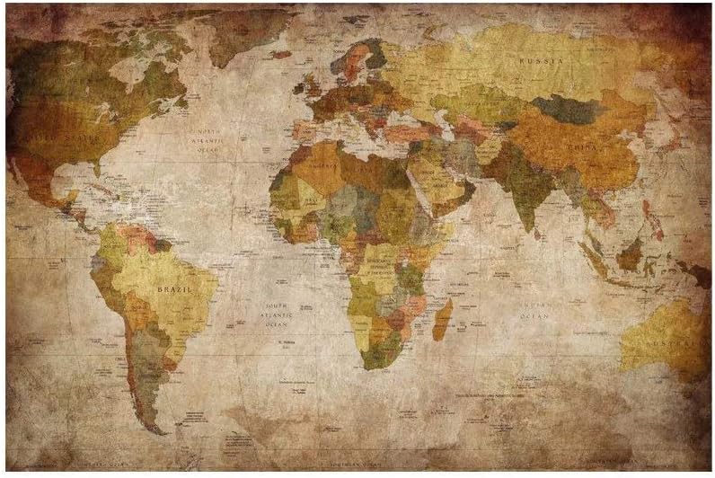 世界地図 ポスター アンティーク風世界地図 アンティークマップ 壁飾り 絵画 写真 インテリアファブリック 印刷布製 おしゃれ インテリア ヴィンテージマップ ワールドマップ 90cm 60cm オンラインショッピング