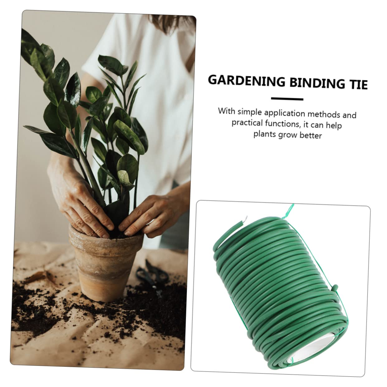 Pflanzenkabelbinder 2 Rollen Grün TPR Eisen für Blumen und Ranken