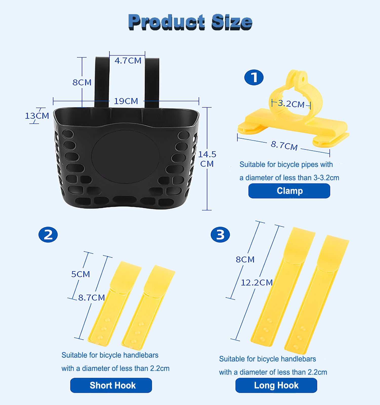 LIFTATAPA Kids Bike Basket, Children’s Bicycle Basket with Adjustable Straps Bike Front Basket for Boys Girls Kids,Strong Load Bicycle Handlebar Basket for Outdoor Cycling (Black), Medium