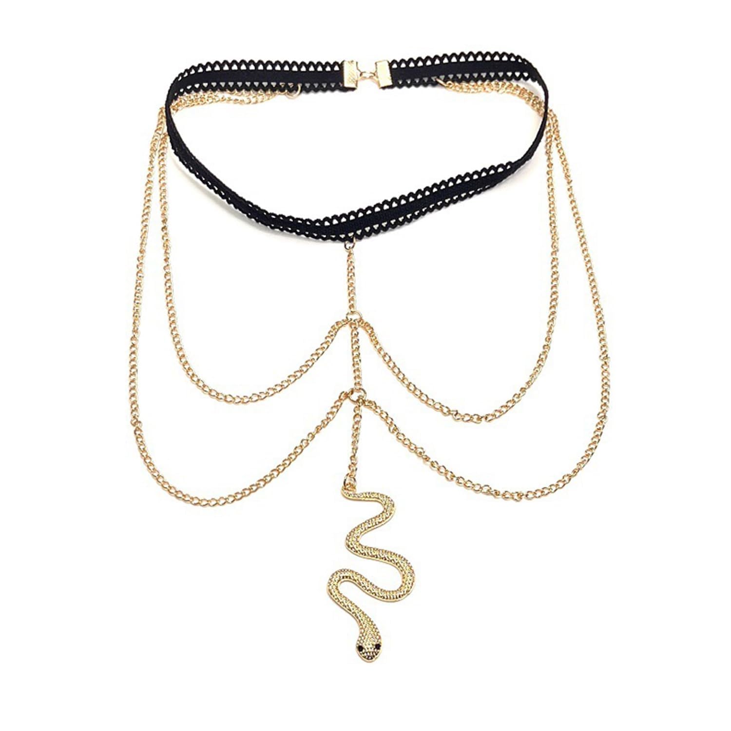 Snake Leg Chain Jewelry for Women, Rhinestone Thigh Chain Boho Body Chain, Snake Pendant Body Jewelry, Stretch Thigh Harness Garters for Girls, other