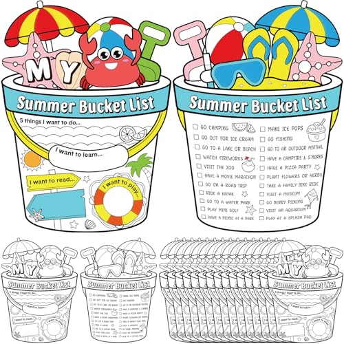 Pasimy 40 Pcs My Summer Bucket List Coloring Activity Poster