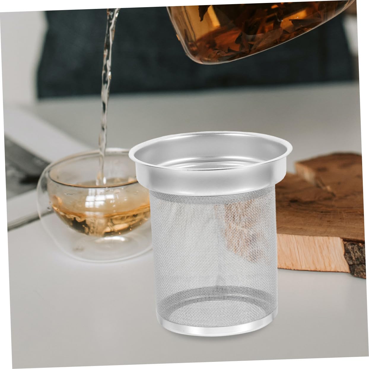 Edelstahl Teesieb für Losen Tee mit Feiner Struktur Langlebiger Filter für Teekanne und Tasse Praktisches Tee Ei Zubehör für Zuhause Spülmaschinenfest