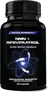Advanced Bionetix NMN Resveratrol Betaine (TMG) Capsules NAD+ Support Booster for Cellular Energy, Longevity, Metabolic Health Anti Aging Vitality, Advanced Formula Made in USA