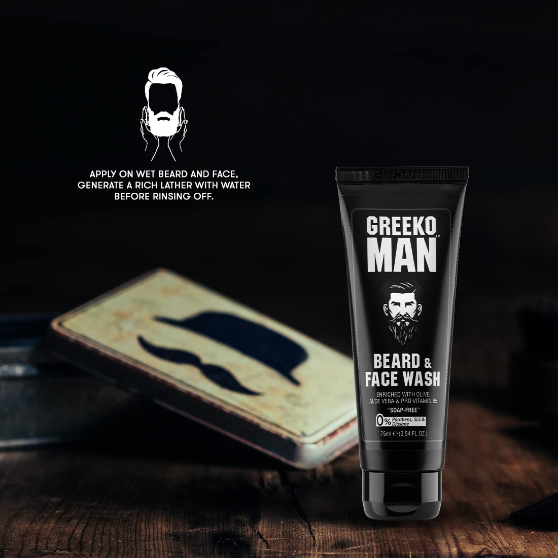 Vasu Greek Man Beard and Facewash - rich in Olive, Aloe Vera and Provitamin B5 - Clez and Hydrate Skin and Beard | Gives smooth, clear and fresh looking skin and beard - 75 ml Vasu Greek Man Beard and Facewash - rich in Olive, Aloe Vera and Provitamin B5 - Clez and Hydrate Skin and Beard | Gives smooth, clear and fresh looking skin and beard - 75 ml