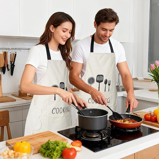 Image of Barbeque Grill New Kitchen Apron For Coocking Women & Men Apron for Kitchen Cooking Waterproof Chef Apron set with Pocket and 2 Side Coral Velvet Towels for Home, BBQ Grill design unique apron