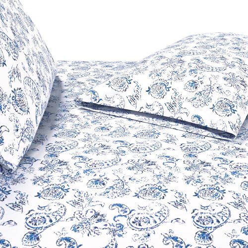 Elegant Comfort Luxury Soft Bed Sheets Paisley Pattern - 1500 Premium Hotel Quality Microfiber Softness Wrinkle and Fade Resistant (6-Piece) Bedding Set, Full, Paisley Indigo