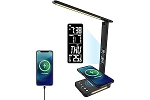 Multifunctional LED Desk Lamp with Wireless Charger and Alarm Clock