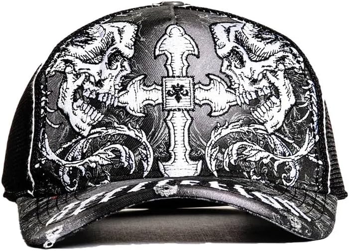 Affliction Men's Baseball Cap, Gothic Style, Embroidered Pattern