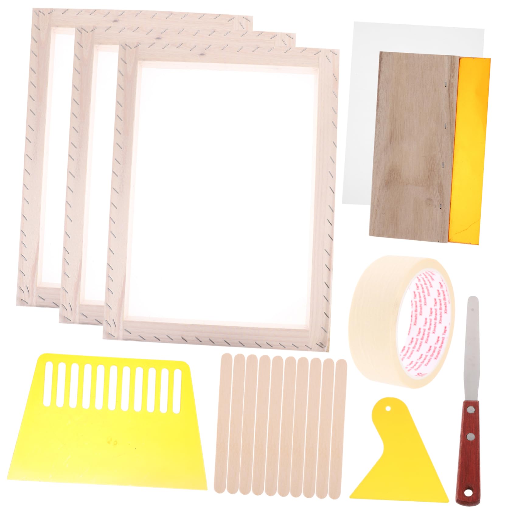 jojofuny Telaio Serigrafia in Legno Kit Strumenti Stampa DIY