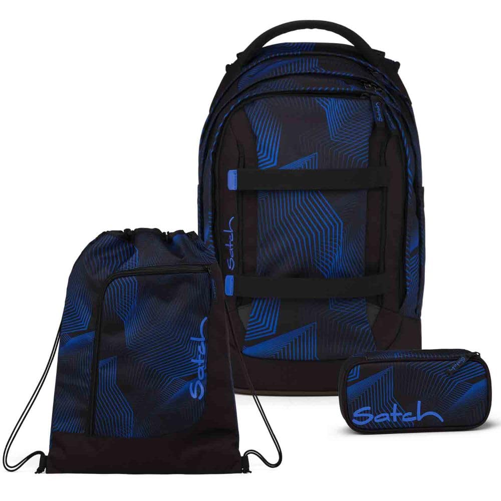 Satch Pack Schulrucksack Set 3tlg. inkl. Schlamperbox und Sportbeutel (Seismic Blue)
