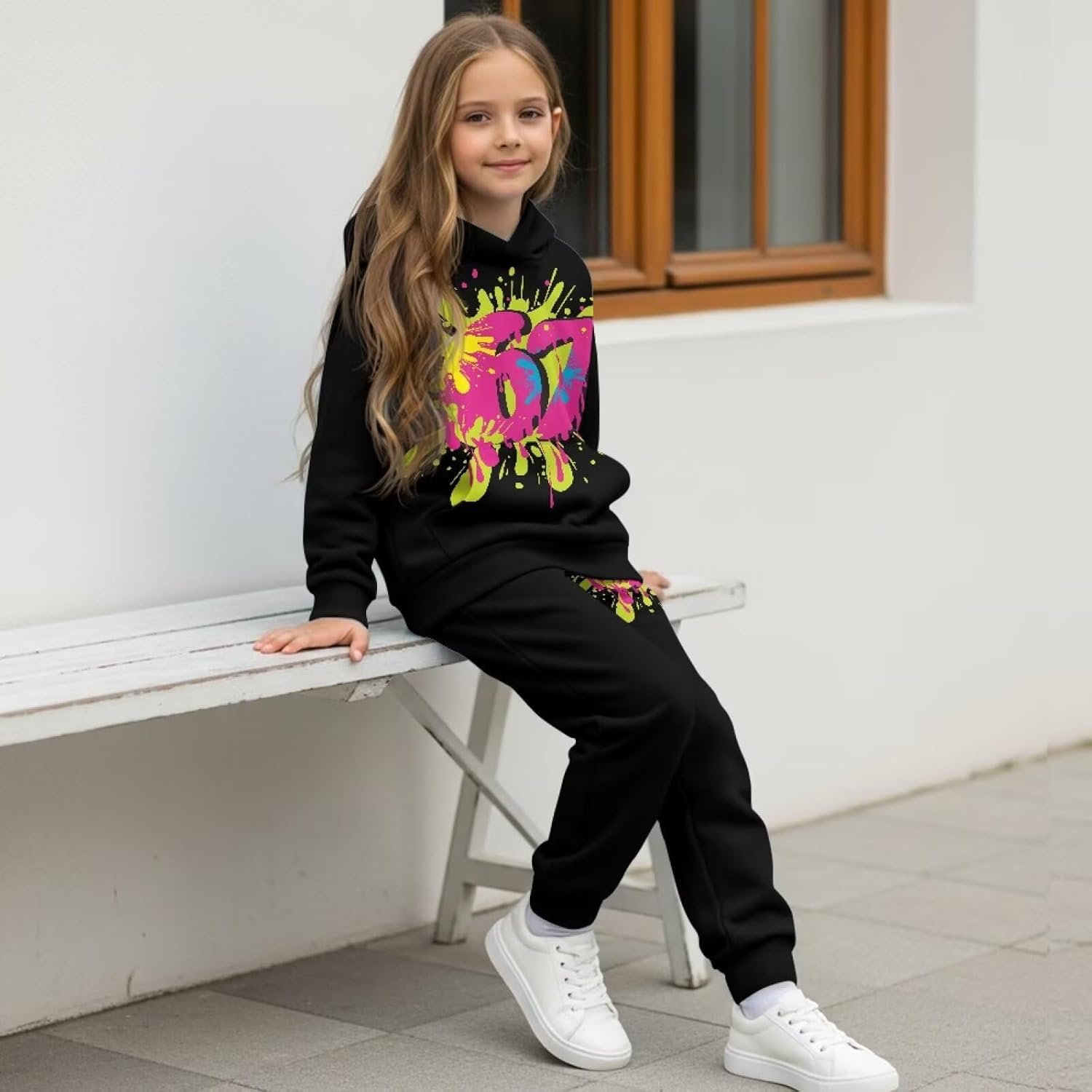 Boys Girls Six Seven Sweatsuits 2 Piece 67 Pullover Hoodie and Jogger Pants Set for Kids 4-12Y
