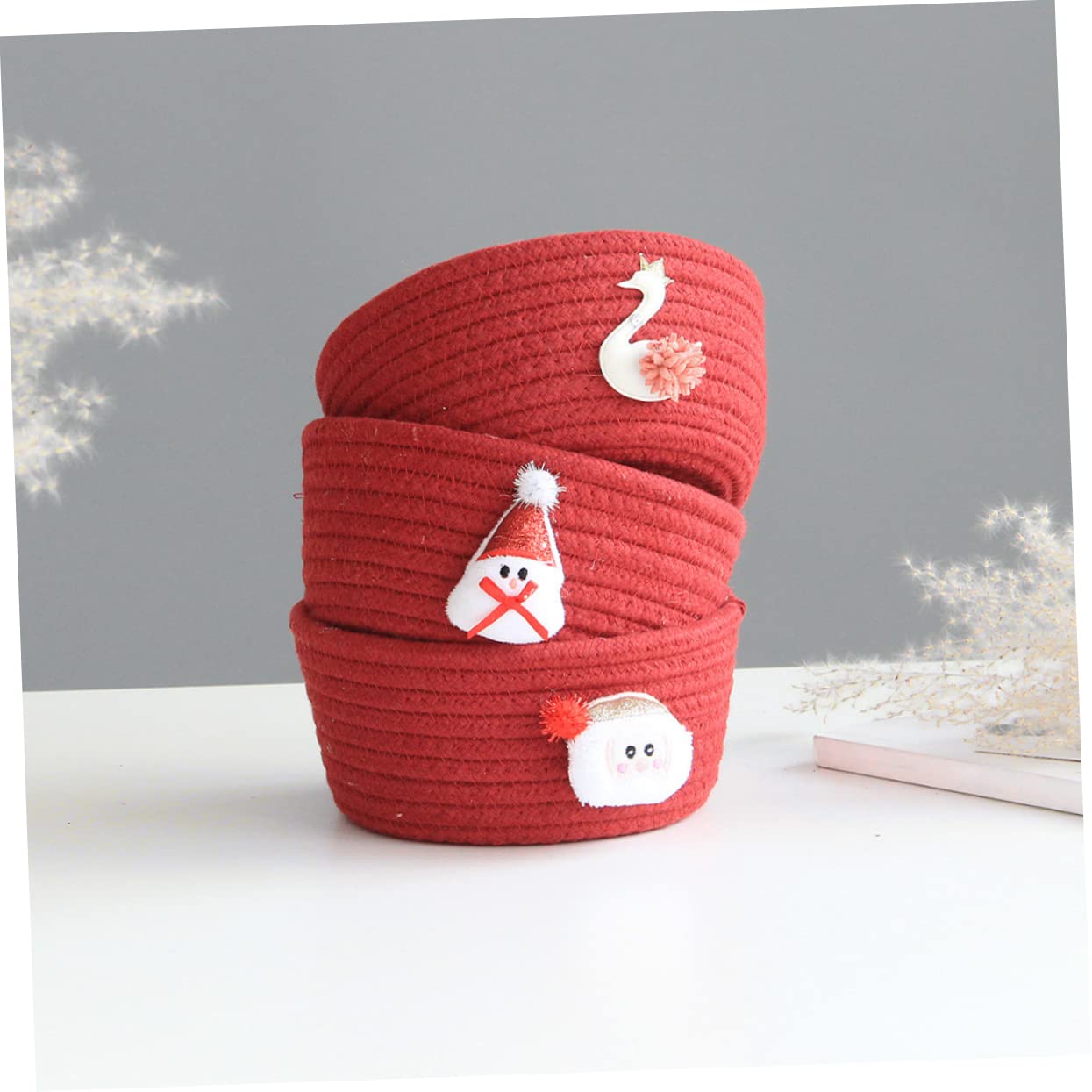 Alipis 4 Piezas Caja De Almacenamiento Cestas para Cesta Vacía De Papá Noel De Vacaciones Pequeña De Cuerda s De Almacenamiento De Navidad Pequeña