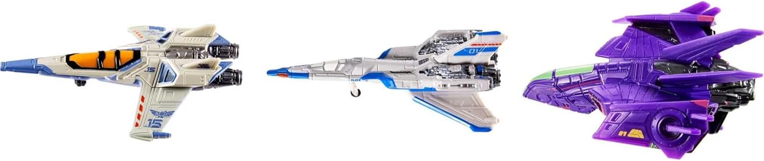 Hot Wheels Disney Pixar Lightyear Fleet Starship Set of 3 Die-Cast Ships from The Movie: XL-15, XL-1 & Zurg Fightership
