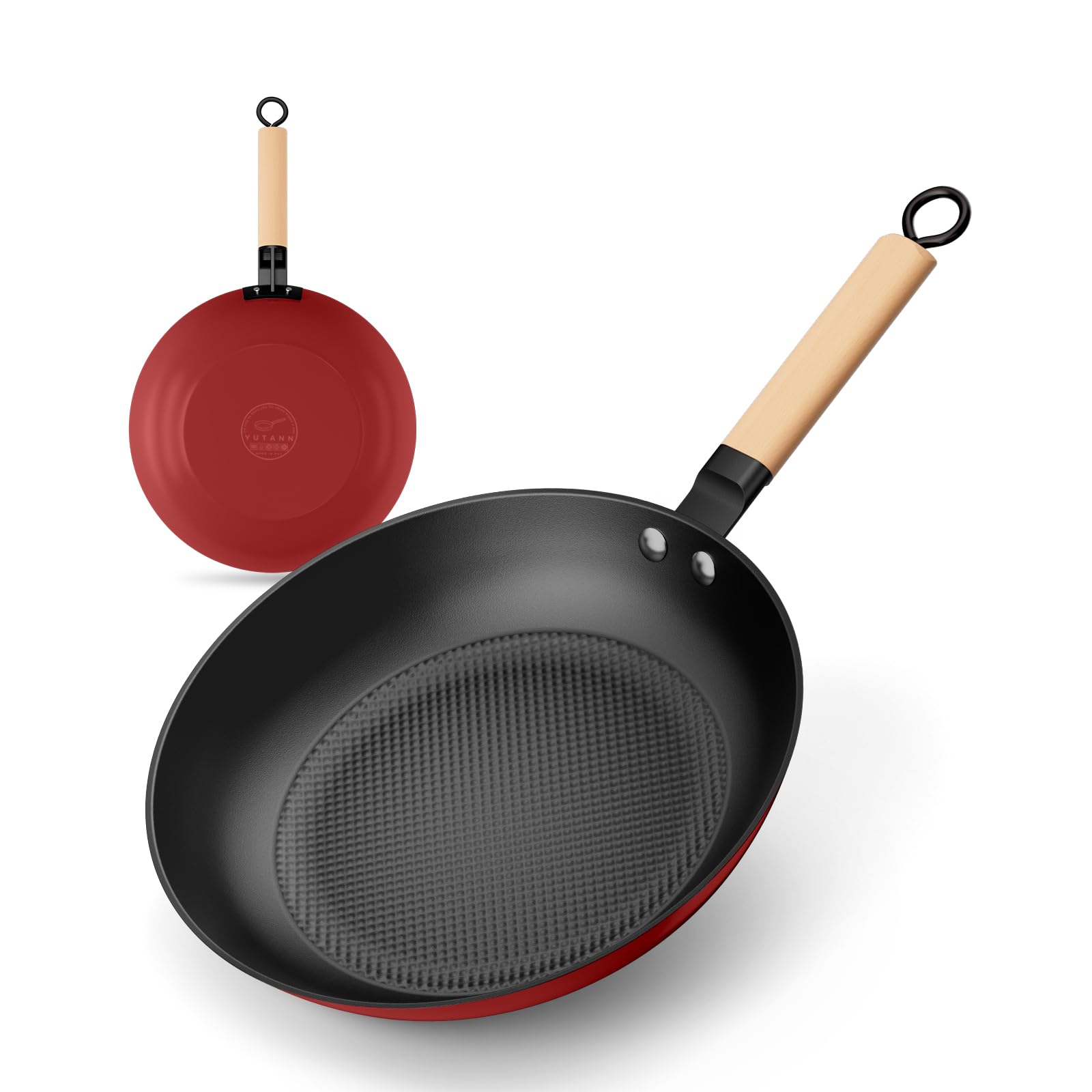 YUTANN Sartén de Hierro Fundido 20 cm Pre-sazonada Apta para Inducción y Horno, Antiadherente, Distribución Uniforme del Calor para Freír, Asar y Cocinar