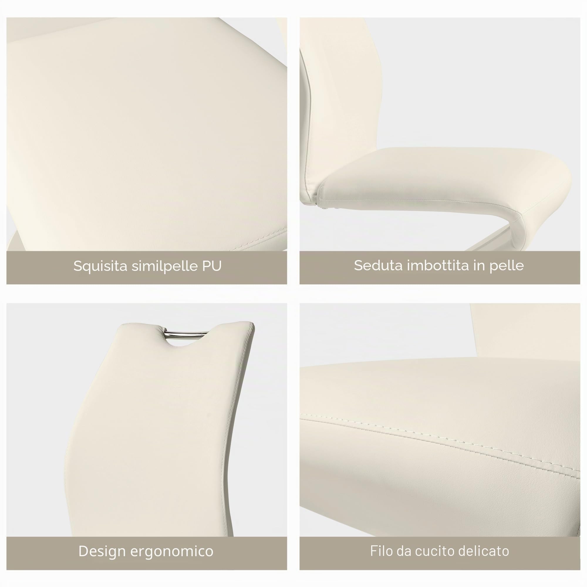 jiexi Mermaid Sedie da pranzo set di 2, moderna cucina Sedie da pranzo Poltrone laterali imbottite senza braccioli in PU cuoio cuscino sedile e robuste gambe in metallo (2-bianco)