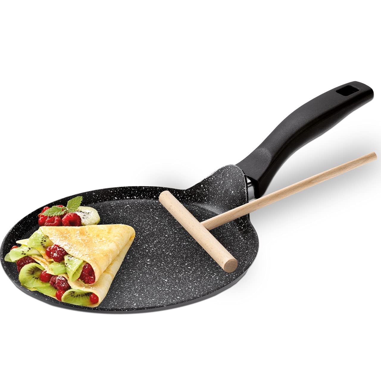STONELINE - Crepiera con posate, 25 cm, adatta a piani cottura a induzione, in alluminio, colore: Antracite