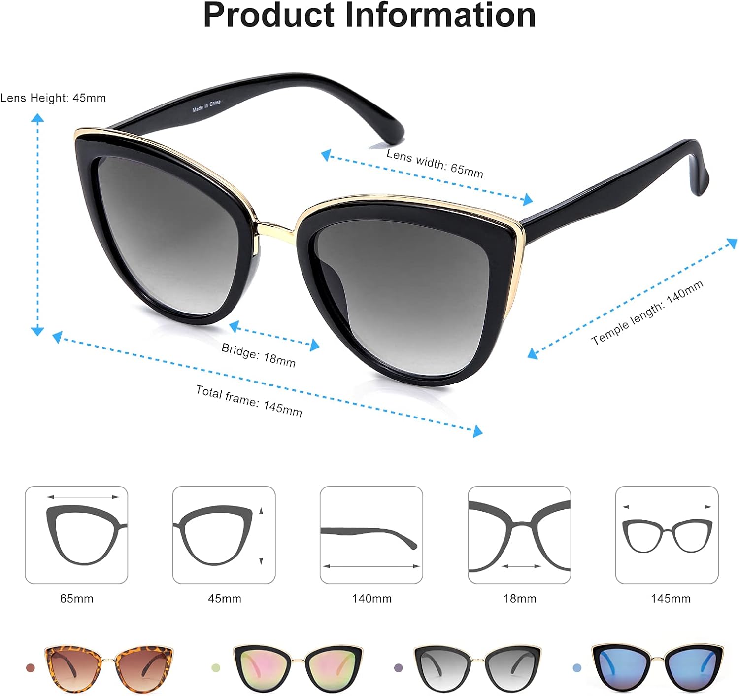 Miniatura 5 de SKYWAY Gafas de sol retro vintage con ojo de gato para mujer gafas de sol antirreflejantes protección UV400 gafas de sol redondas clásicas