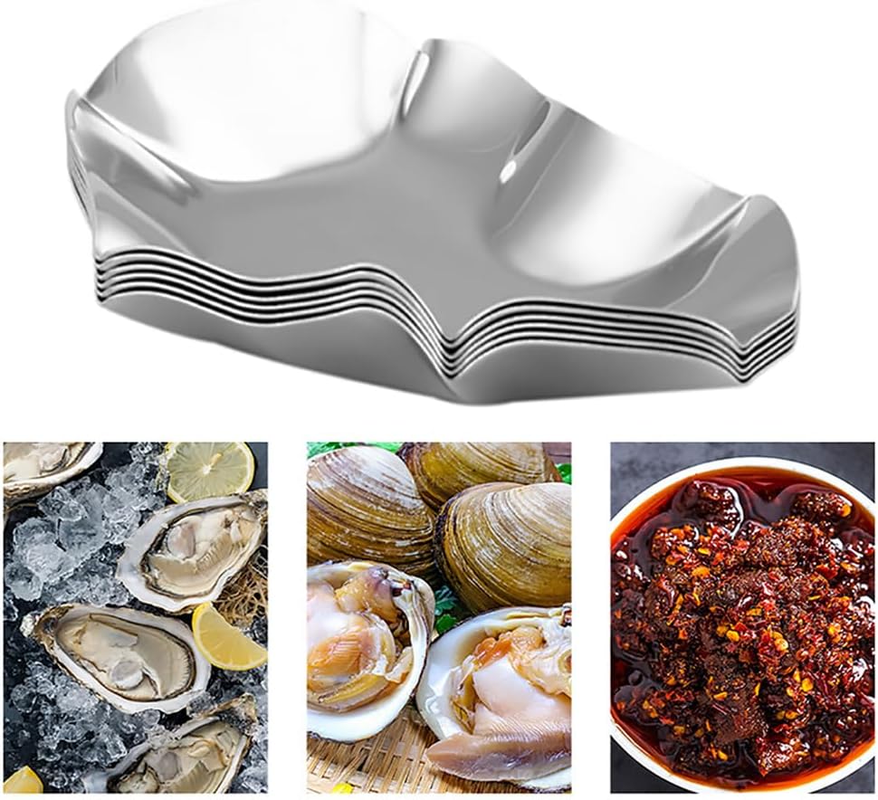 Stainless Steel Grillable Oyster Shells Reusable for Baked Grilled Shells Metal Oyster Dish for Seafood Cooking Oysters, Shrimp, Scallops, Clams Pack of 24