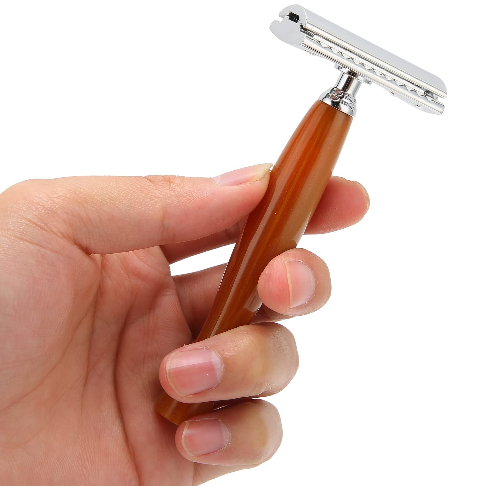 Rasoio Manuale, Robusta Resina in Lega di Zinco Rasatura Pulita Rasatura Precisa Confortevole Rasoio a Doppio Bordo per la Cura Quotidiana della Barba