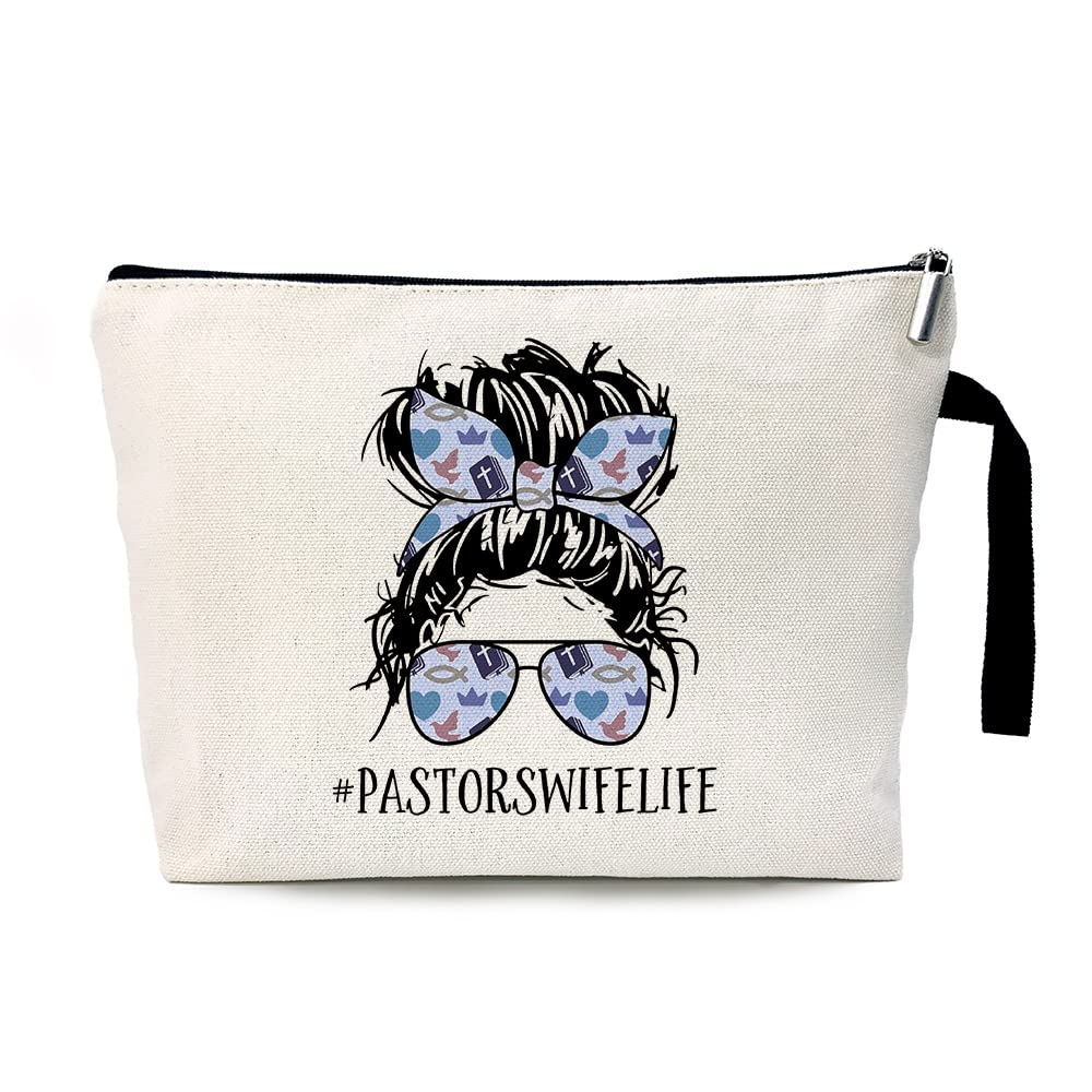 ZHANTUONE Pastor's Wife Life Cosmetic Bag - Religious Gift for Women - Inspirational Appreciation Gift
