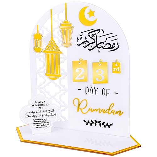 Ramadan Advent Calendar, Yotako Acrylic Ramadan Mubarak Countdown Calendars 2024, 30 Days Til Eid Decorations Gifts Ramadan Calendar Decor for Home Table Ramadan Party