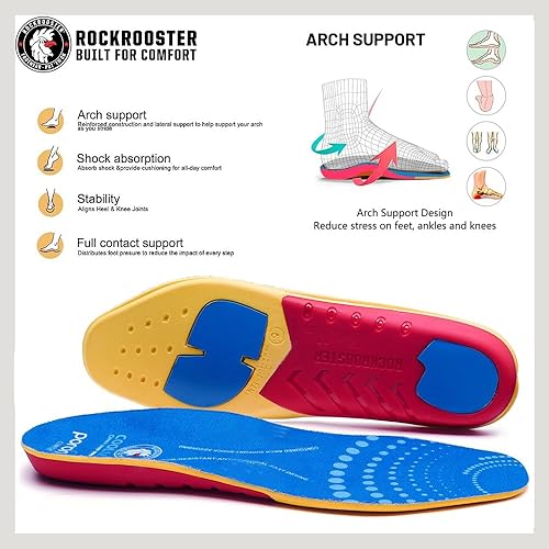 Miniatura 3 de ROCKROOSTER Soporte de arco para hombre y mujer, antifatiga, cómoda plantilla acolchada para aliviar el dolor en el talón, calzado de repuesto