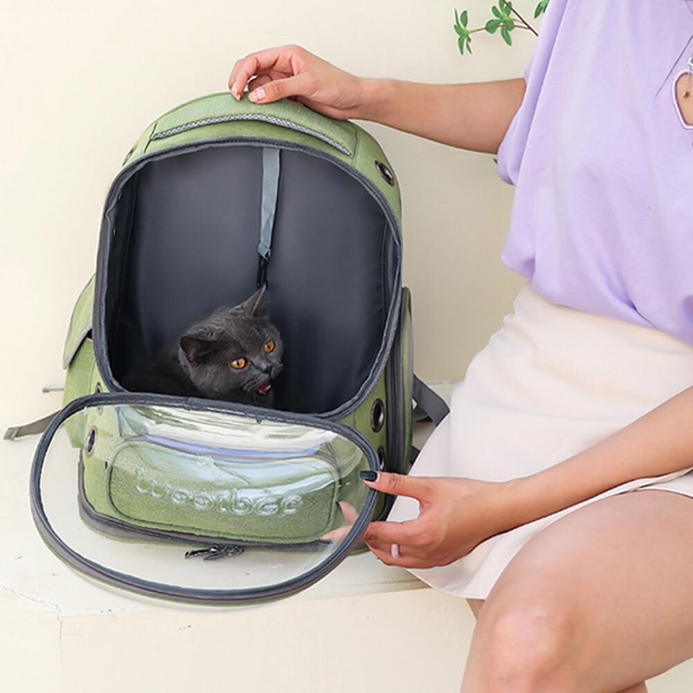 JAWSEU Hunderucksack Katzenrucksack, Tragbar Transport Rucksack Reisen Tragetasche für Haustiere, Ventilierte Transparente Katzenrucksack, Transporttasche für Haustiere Reisen Atmungsaktive Rucksack