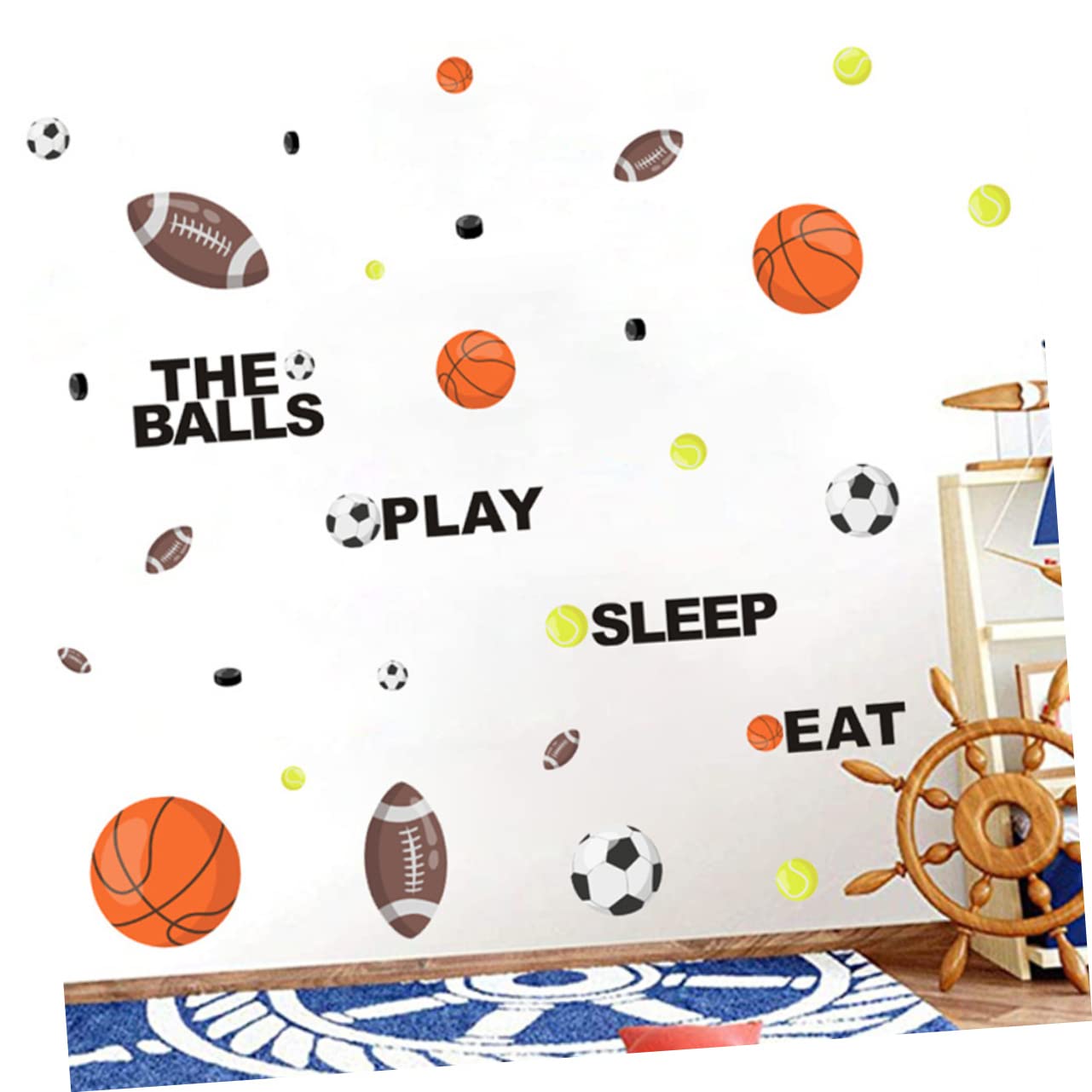 Toyvian 3pezzi Adesivi Murali Sportivi Per Ragazzo Ragazza Decalcomanie Rimovibili Per Decorare Camerette Con Palloni Da Calcio e Basket Facili Da Applicare e Rimuovere Perfetti Per