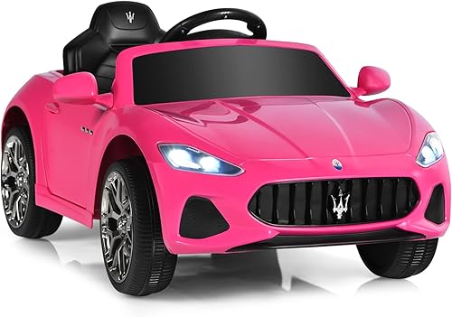 HONEY JOY Maserati Gbili - Vehículo deportivo eléctrico con licencia de 12 V con control remoto, música, luces, 3 velocidades, rueda de suspensión,