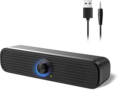 1Mii Altavoces de computadora para computadora portátil de escritorio, altavoces de PC alimentados por USB, altavoces pequeños con cable con control