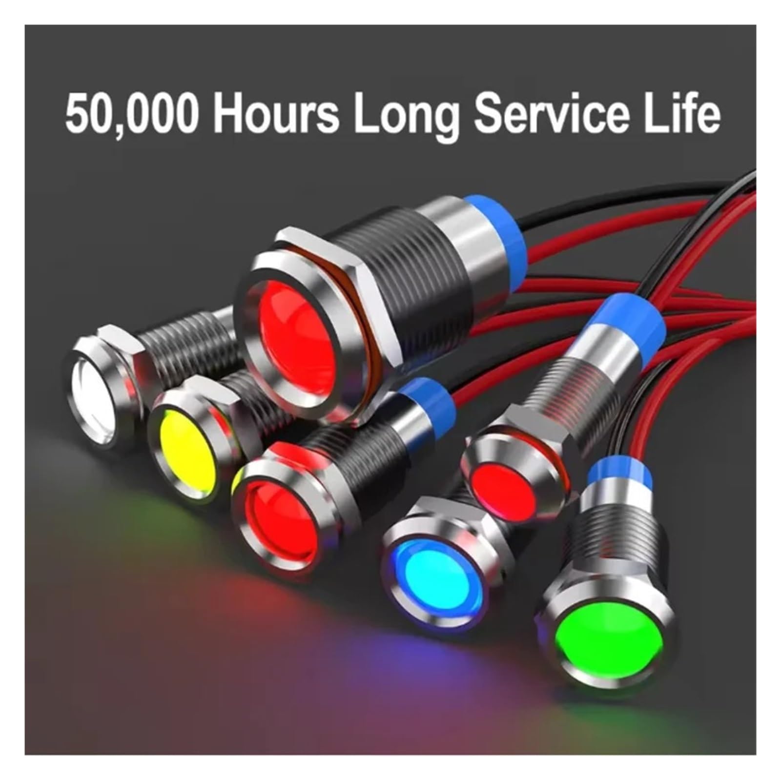 Señal de luz indicadora de metal impermeable de 6 mm con cable 6 V -12 V -24 V 220 V botón rojo/amarillo/azul/verde/blanco (6V-12V-verde)
