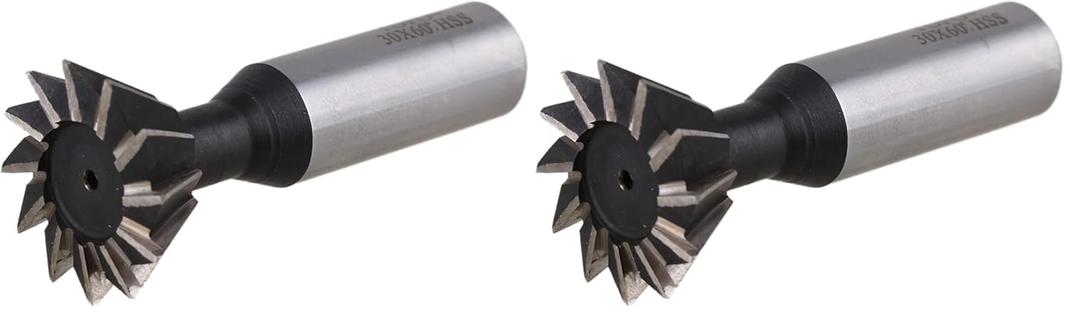 30mm Dia 60-Degree Silver HSS Double-Edged Dovetail Tool Metalworking End Mill 12 Flutes (Pack of 2)