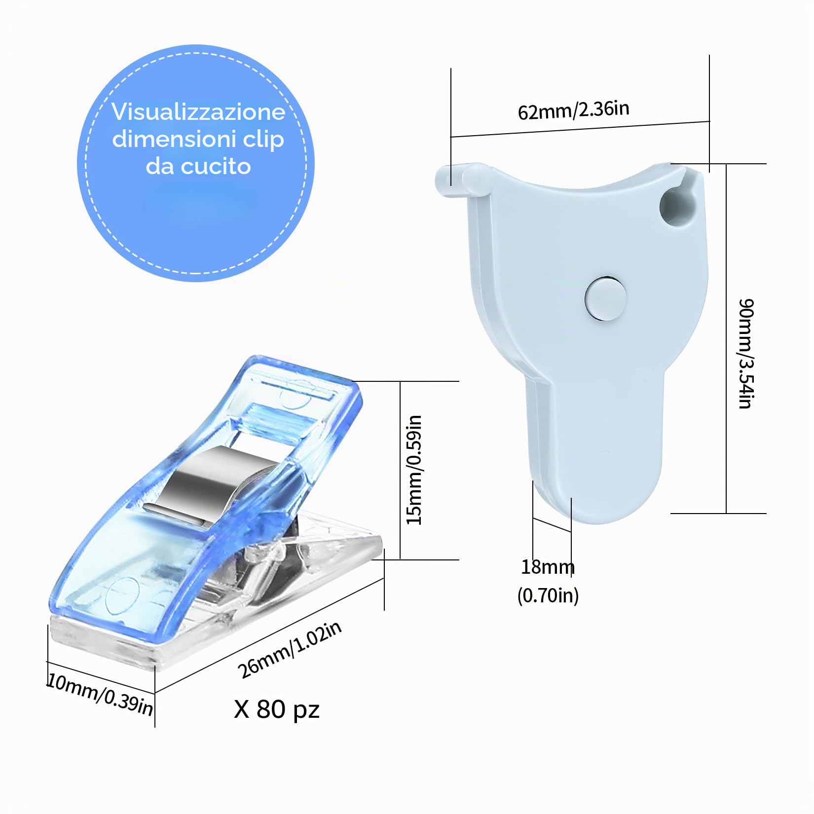Mollette per Stoffa 80 Pz, Clip da Cucito per Cucire, Accessori per Macchina da Cucire Multiuso