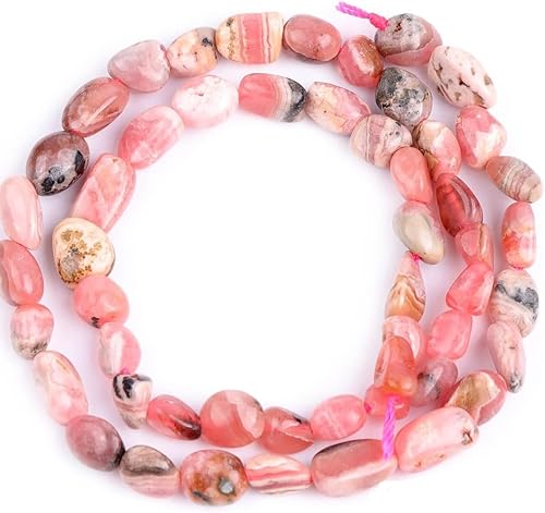 HAAMIIQII Piedra natural de rodocrosita argentina de 0.197-0.315 in, pequeñas cuentas de piedras preciosas sueltas irregulares para hacer joyas,