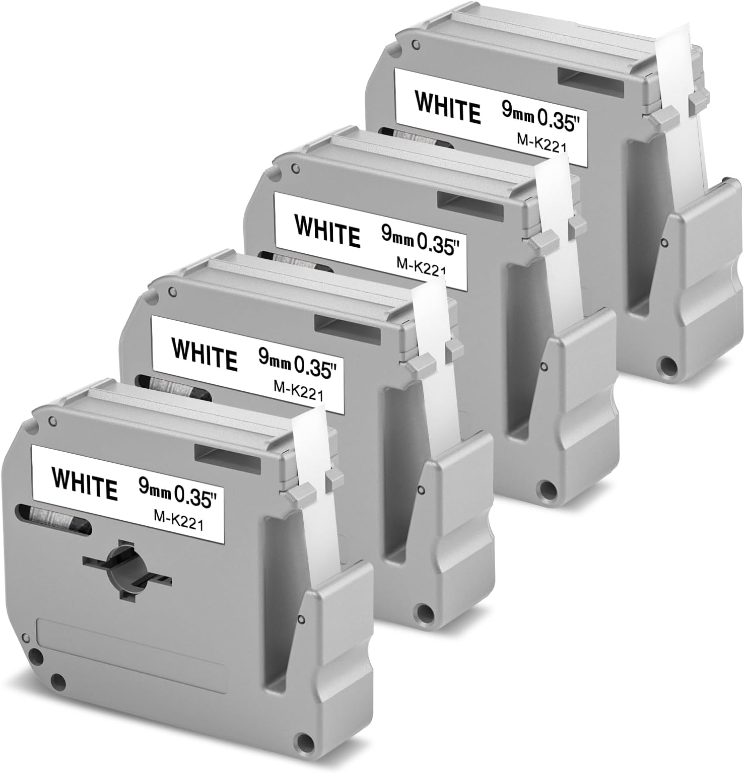 Replacement for Brother M Tape 9mm M-K221 M221 MK221 MK-221s, Compatible with Brother P Touch PT-M95 PT70BM PT-70 PT-65 PT-80 PT-90 Label Makers, 3/8Inch, 9mm x 8m, Black on White, 4-Pack
