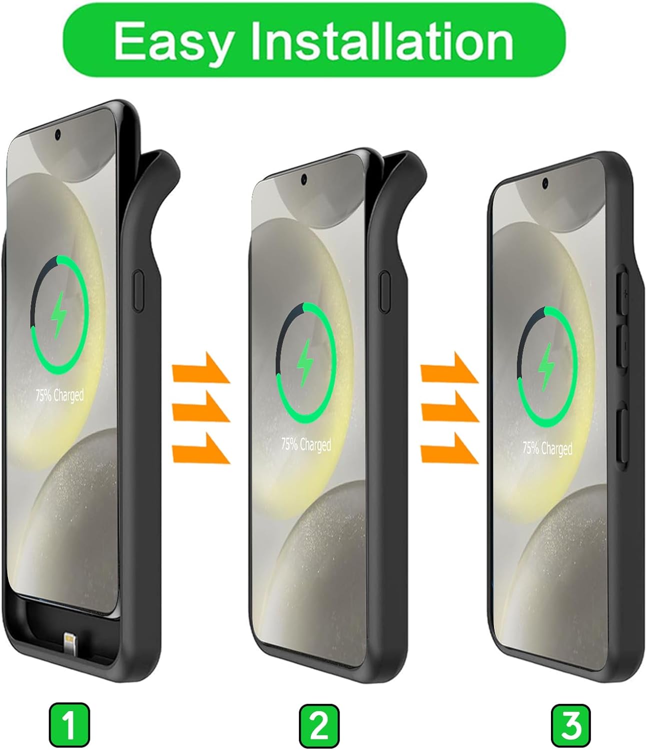 Battery Case for Galaxy S24, Upgraded 10000mAh Battery Pack Rechargeable Charger Case with Wireless Charging Compatible for Galaxy S24 (6.2 inch) External Charging Cover (Black)