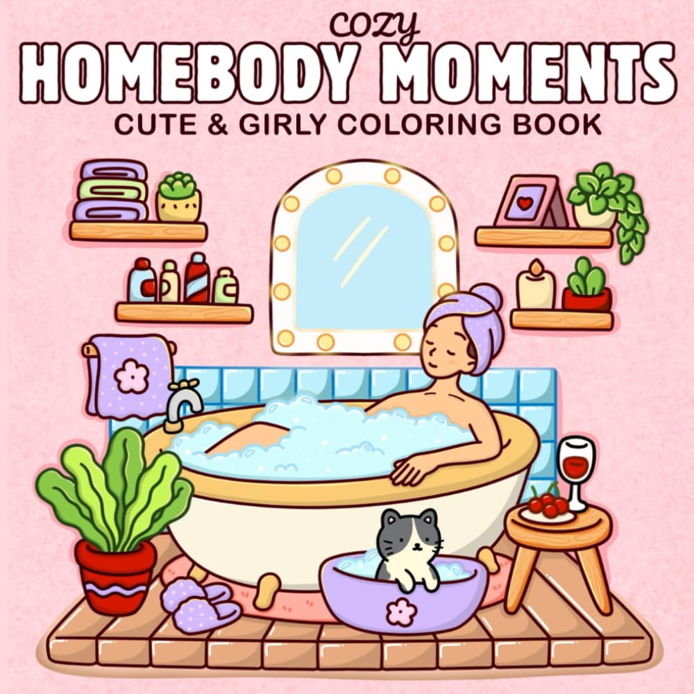 Cozy Homebody Moments: A Cute & Girly Coloring Book for Teens and Adults | Self-Care Activities, Cozy Girl Spaces & Therapy for Relaxation (Cute & Easy Coloring)