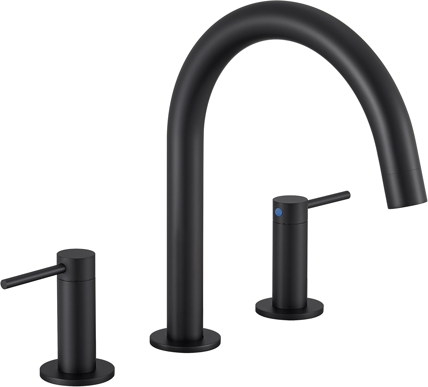 High Flow Deck Mount Tub Faucet Black with 2-Handle Widespread Roman Tub Filler Deck Mounted Bthtub Faucet with Hot & Cold Supply Lines with Valve RIGOBAL