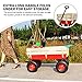 Sanch Ancha Heavy Duty Steel Wooden Side Support Cargo Wagon with 10” All-Terrain Air Tires, Up to 176lb Haul Capacity, Effortless Foldable Handle Cart for Towing Kids Toys, Gardening Supplies (Red)