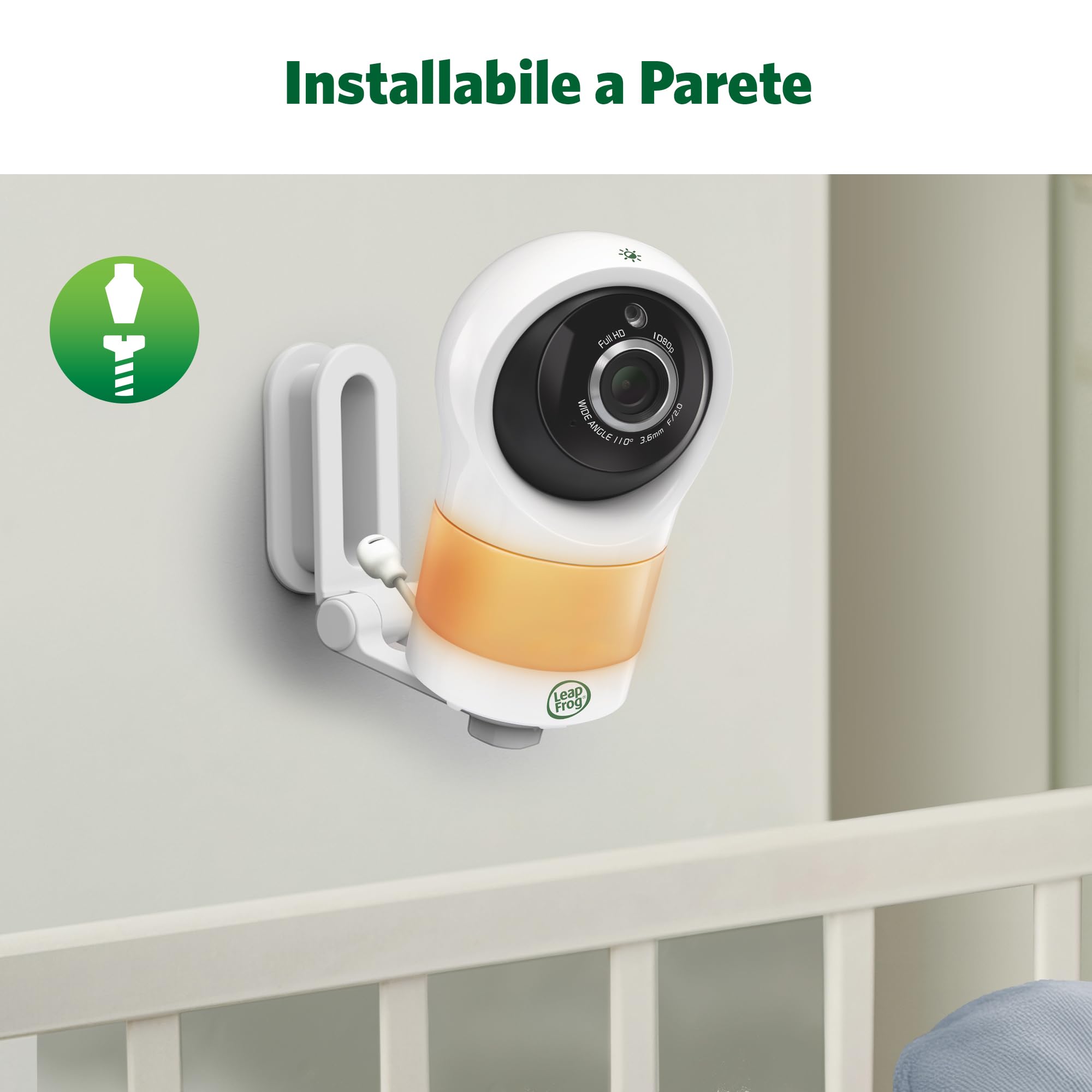 LeapFrog LF1911 Baby Monitor con video in 1080HD,App gratuita con rilevamento del movimento e del rumore,visione notturna a colori,modalità privacy,telecomando dello zoom a inclinazione di rotazione
