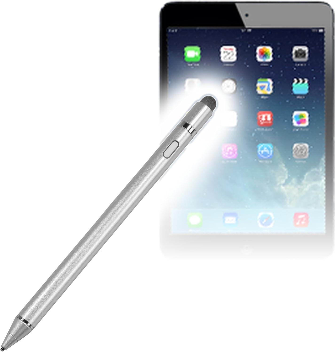 BoxWave Stylus Pen Compatible with iPad mini with Retina Display - AccuPoint Active Stylus, Electronic Stylus with Ultra Fine Tip - Metallic Silver