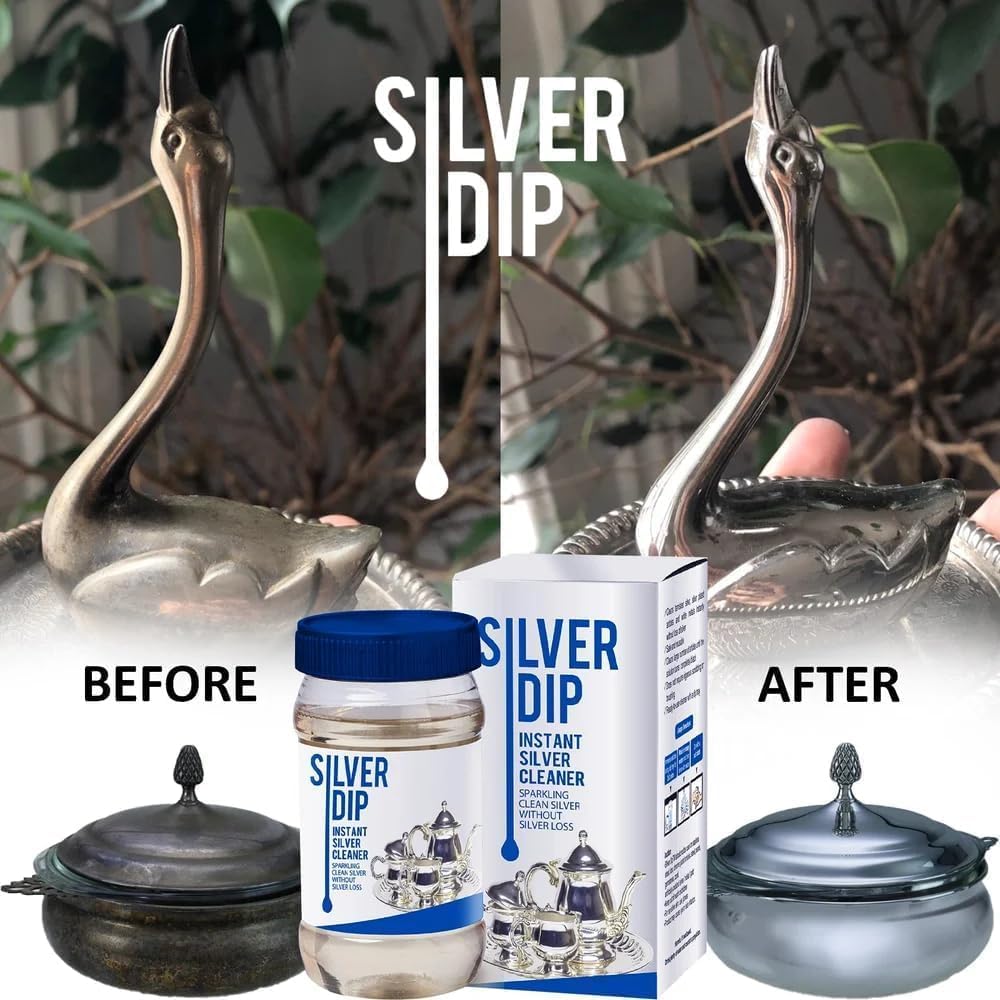 KEMLOZE Silver Dip Cleaner – Fast-Acting Silver Polish for Home & Kitchen | Instantly Restores Shine Without Fading or Damage | Basil Fragrance 1
