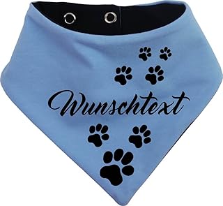 beidseitiges Multicolor Hunde Wende- Halstuch (Fb: hellblau-Navy) (Gr.1 - HU 27-30 cm) mit Ihrem Wunschtext